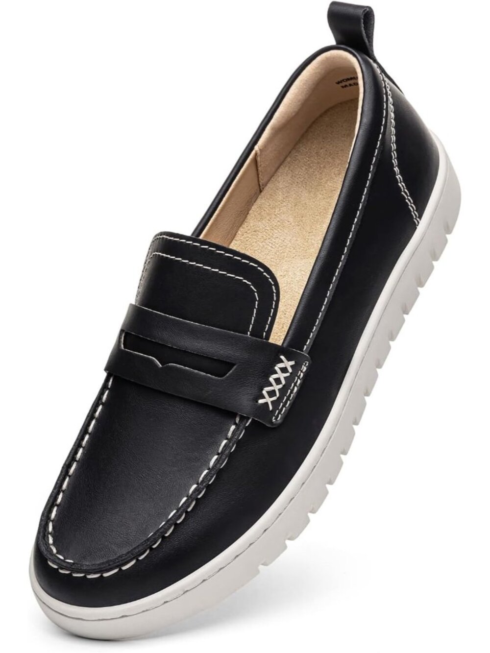 🆕Women's Black Comfortable Classic Penny Loafers Leather Sneakers Casual